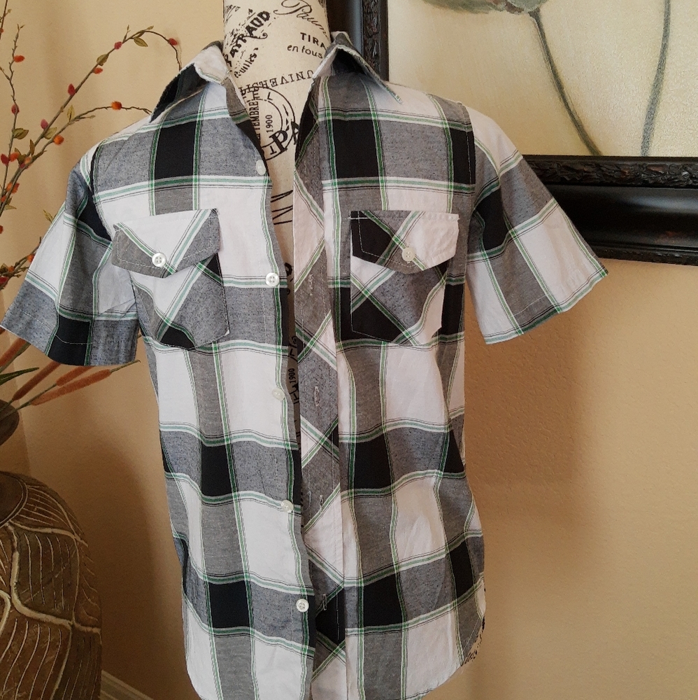 Streetrules boys short sleeve plaid shirt